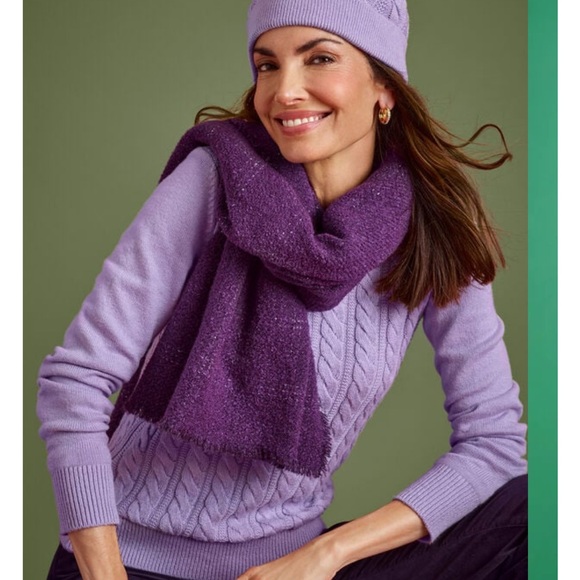 Talbots Purple Cable Knit Sweater NWOT - Picture 3 of 10